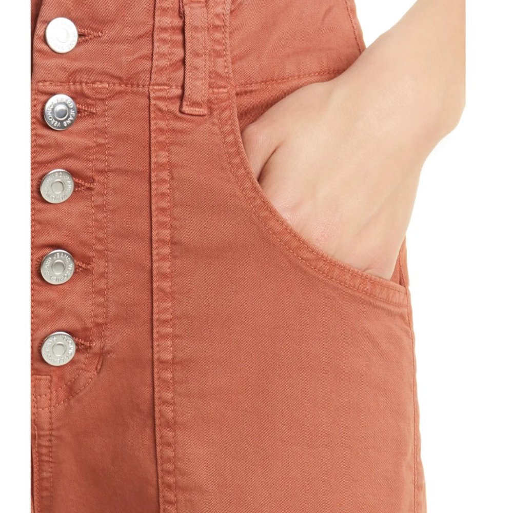 VERONICA BEARD Arya Exposed Button Crop Straight Leg Jeans TERRACOTTA